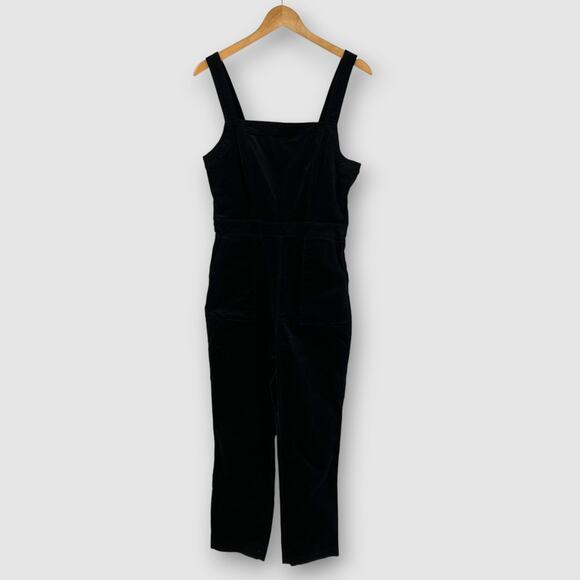 J. Crew Black Velvet Overalls Jumpsuit Size 6 - Picture 1 of 7